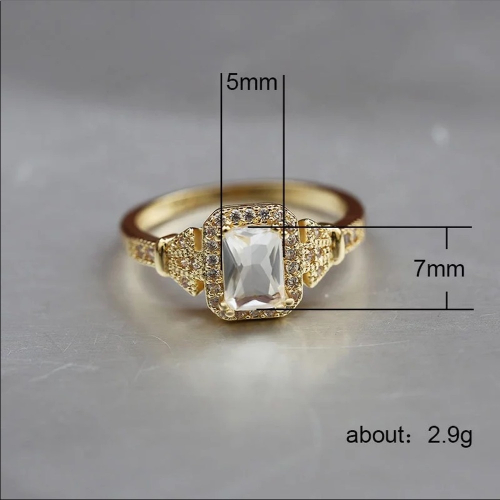 *NEW*Elegant Yellow Gold Plated Diamond Ring - Picture 4 of 5